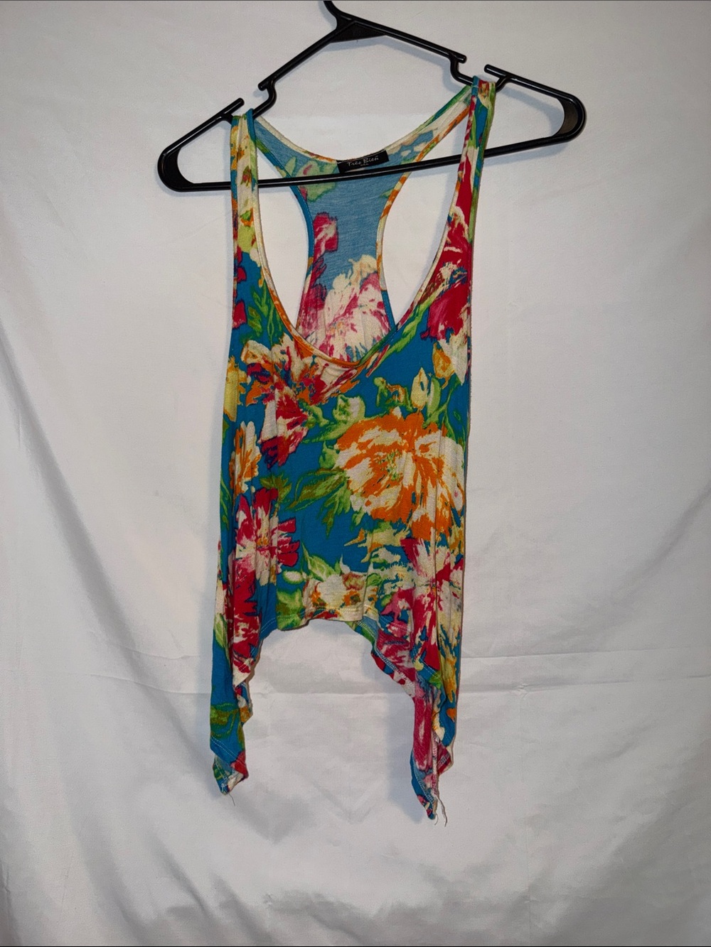Tres Bien Floral Racerback Tank - Teal Multi